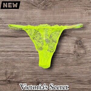 New Victoria’s Secret Very Sexy Lace Thong Panty – Neon Yellow – Size Medium